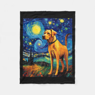 Surreal Night Sky Art Black Mouth Cur Dog Fleece Blanket