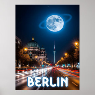 Surreal night view of berlin poster