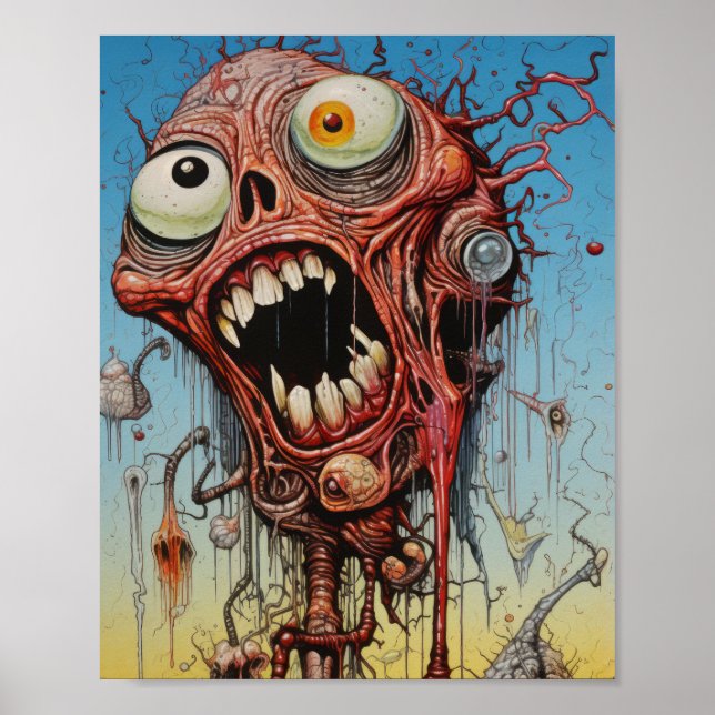 Surreal Nightmare Monster Squashed Between Vice -  Poster (Front)
