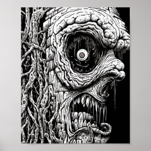Surreal Nightmare Monster Squashed Between Vice -  Poster