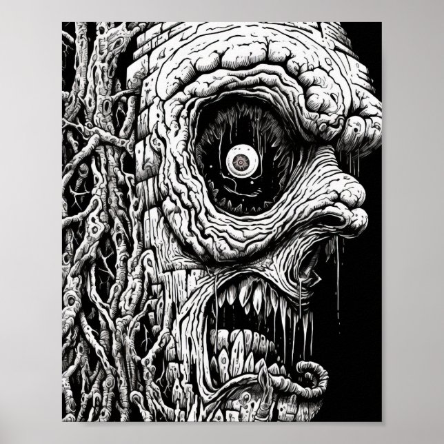 Surreal Nightmare Monster Squashed Between Vice -  Poster (Front)