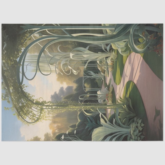 Surreal Nouveau Garden Decoupage Paper (Front)