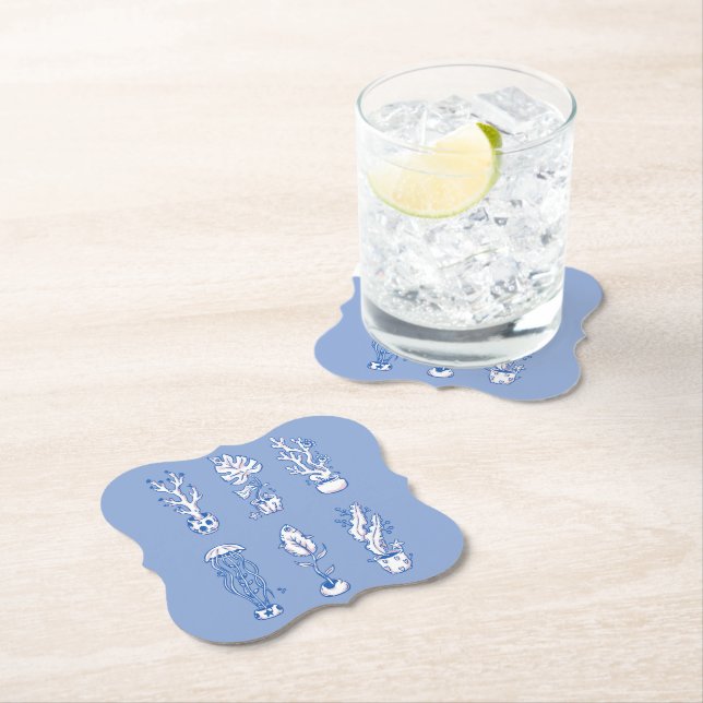 Surreal Ocean Botanicals Paper Coaster (Insitu)