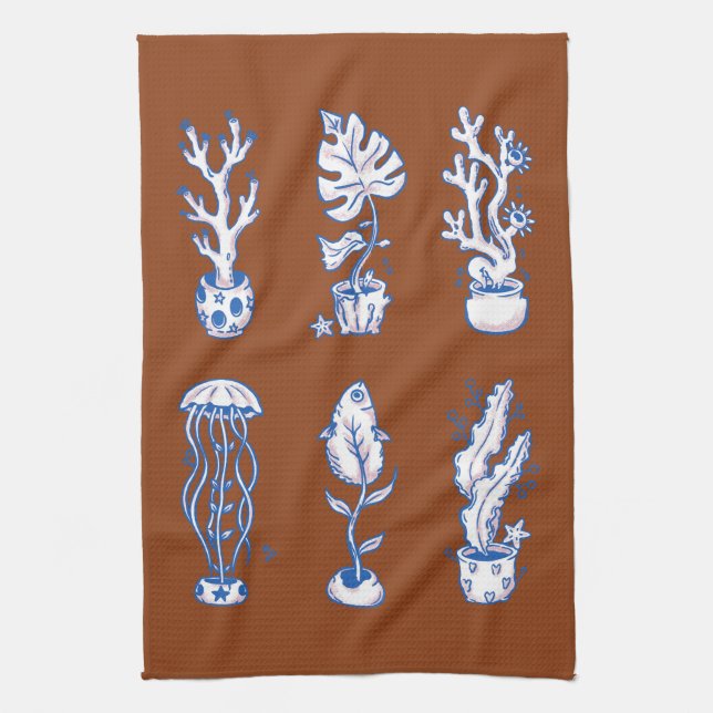 Surreal Ocean Botanicals Tea Towel (Vertical)
