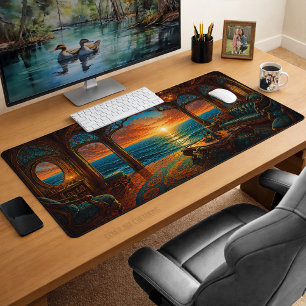 Surreal Ocean Sunset Escape Desk Mat