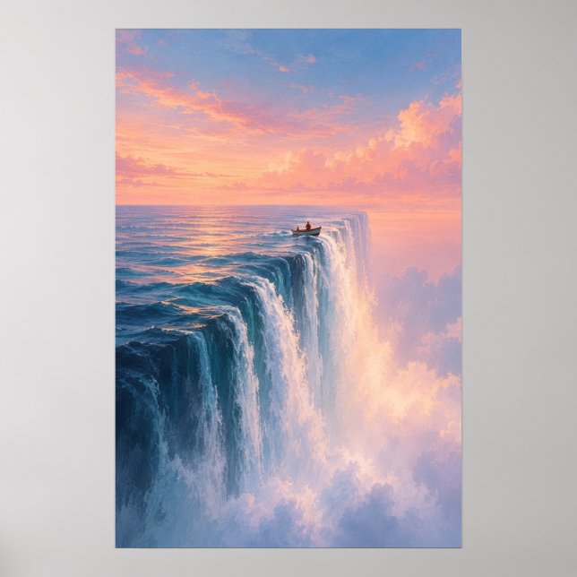 Surreal Ocean Waterfall Landscape Poster (Front)