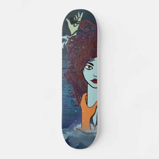 Surreal Octopus Sea Goddess Skateboard (Front)
