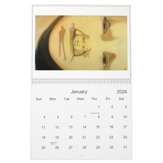 Surreal optical illusions calendar (Jan 2026)