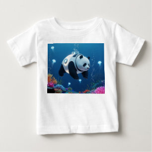 Surreal Panda Submarine Exploring Bioluminescent R Baby T-Shirt