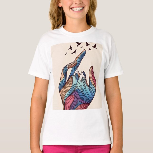 Surreal Peaks Hand T-Shirt (Front)