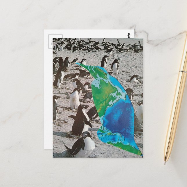 Surreal Penguins wildlife collage Postcard (Front/Back In Situ)