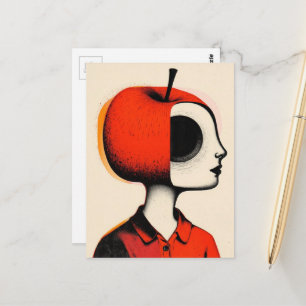 Surreal Person with an Apple Head Postcard