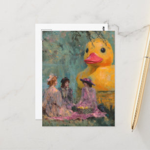 Surreal Picnic With Rubber Duck Postcard