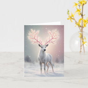 Surreal Pink Antler Reindeer Holiday Card