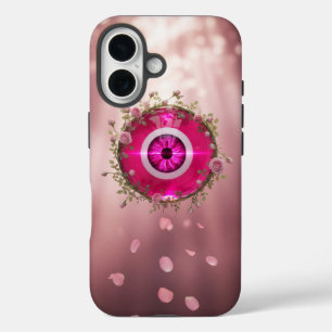 Surreal Pink Evil Eye with Rose Vines iPhone 16 Case