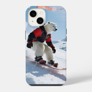 Surreal Polar Bear Snowboarding Winter Adventure iPhone 14 Case