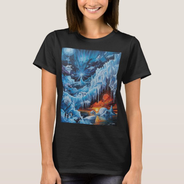 Surreal Polar Fantasy Aurora Borealis  T-Shirt (Front)