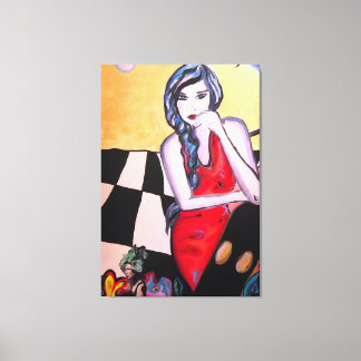 Surreal Pop Art Woman in Red Dress Canvas Print
