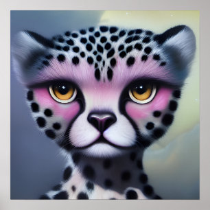 Surreal Pop Pink Cheetah Poster