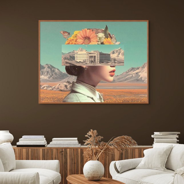 Surreal Portrait with Architectural Landscape Canvas Print (Surreal Portrait with Architectural Landscape)