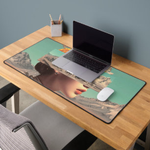 Surreal Portrait with Architectural Landscape Desk Mat