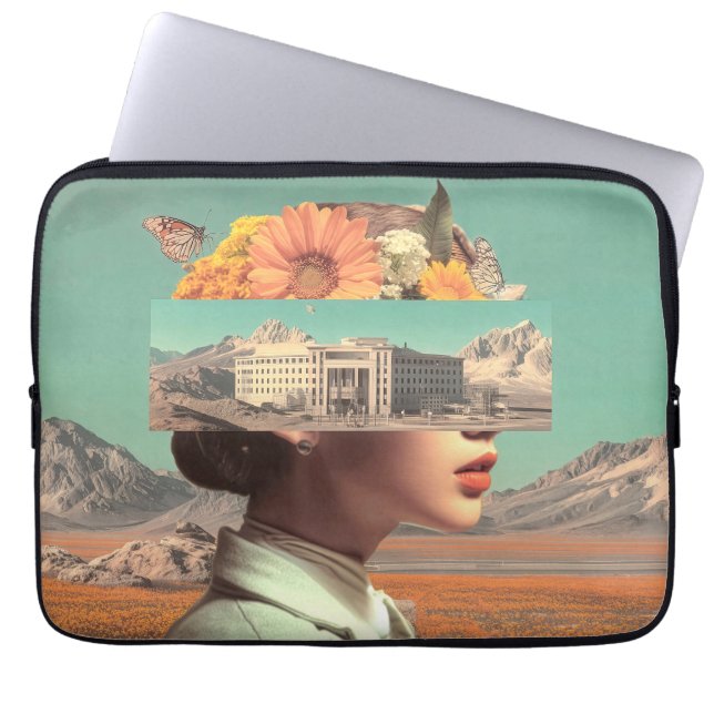 Surreal Portrait with Architectural Landscape Laptop Sleeve (Front)