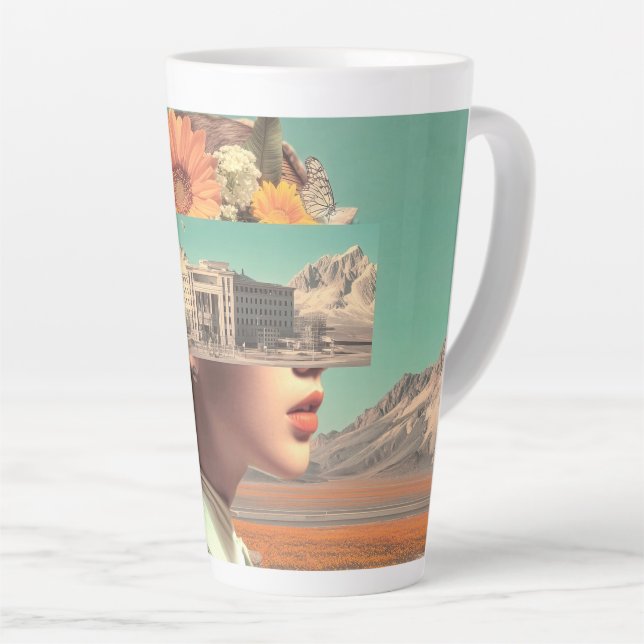 Surreal Portrait with Architectural Landscape Latte Mug (Right Angle)