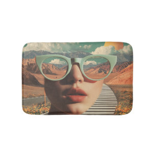 Surreal Portrait With Glasses Reflecting Desert Bath Mat