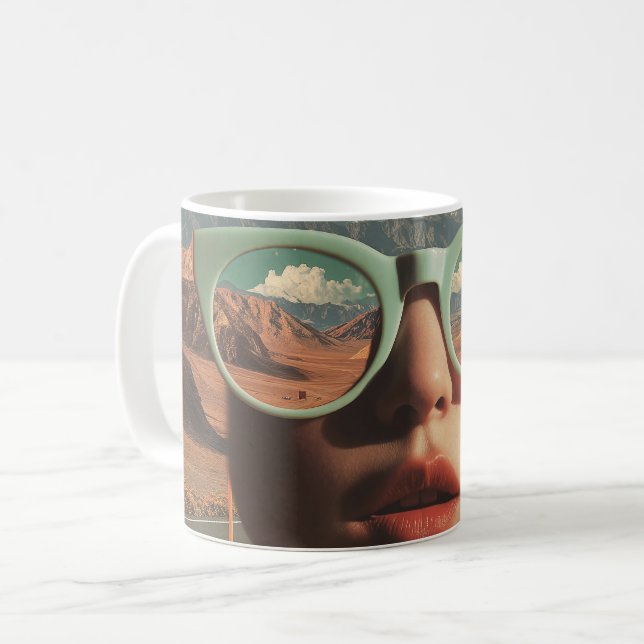 Surreal Portrait With Glasses Reflecting Desert Coffee Mug (Front Left)