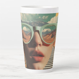 Surreal Portrait With Glasses Reflecting Desert Latte Mug