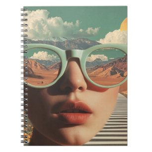 Surreal Portrait With Glasses Reflecting Desert Notebook