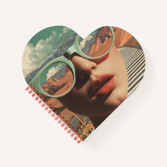 Surreal Portrait With Glasses Reflecting Desert Notebook (Front)