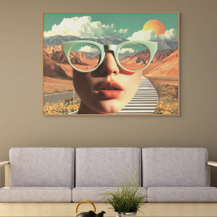 Surreal Portrait With Glasses Reflecting Desert Poster