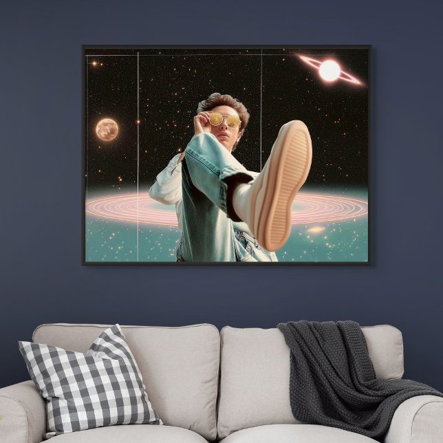 Surreal Portrait with Space Background and Planets Poster (Surreal Portrait with Space Background and Planets)