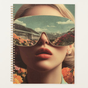 Surreal Portrait With Sunglasses Reflecting Flower Planner
