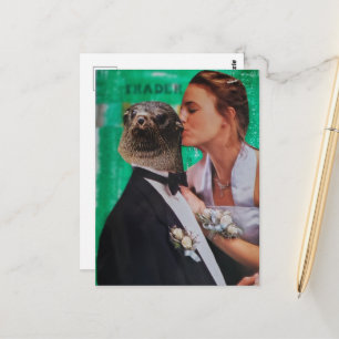 Surreal Prom Date Mixed Media Collage Postcard