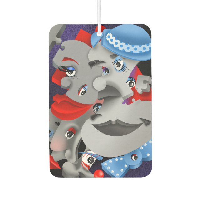Surreal Puzzle Faces Car Air Freshener (Front)