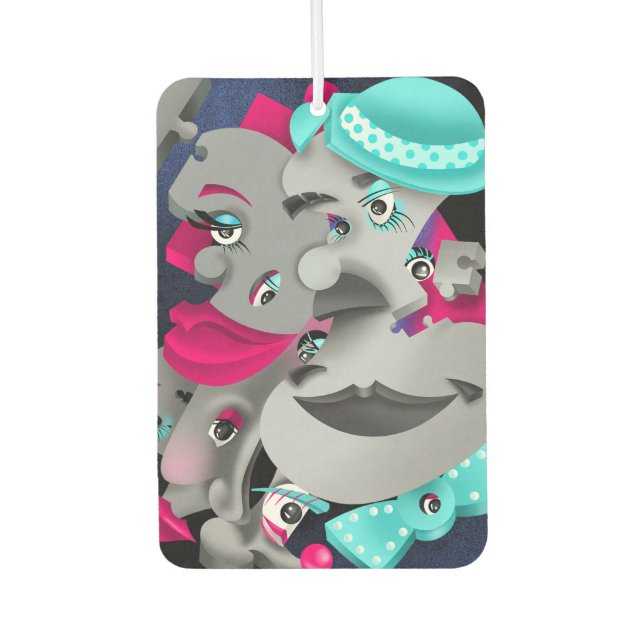 Surreal Puzzle Faces Car Air Freshener (Front)