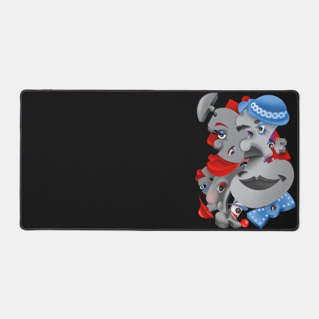 Surreal Puzzle Faces Desk Mat (Front)