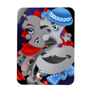 Surreal Puzzle Faces Fridge Magnet