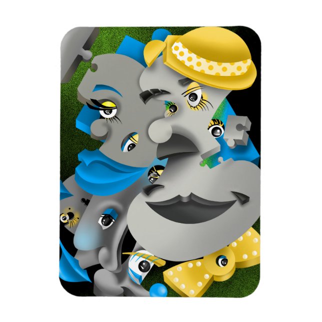 Surreal Puzzle Faces Fridge Magnet (Vertical)