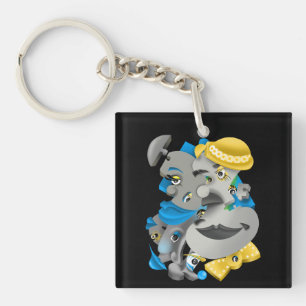 Surreal Puzzle Faces Keyring