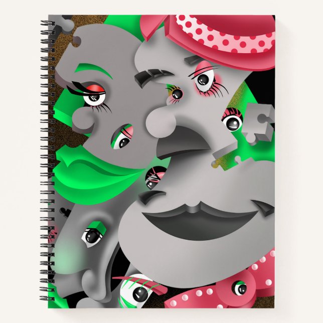Surreal Puzzle Faces Notebook (Front)