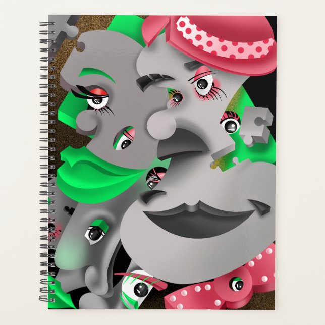 Surreal Puzzle Faces Planner (Front)
