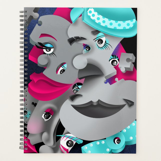 Surreal Puzzle Faces Planner (Front)