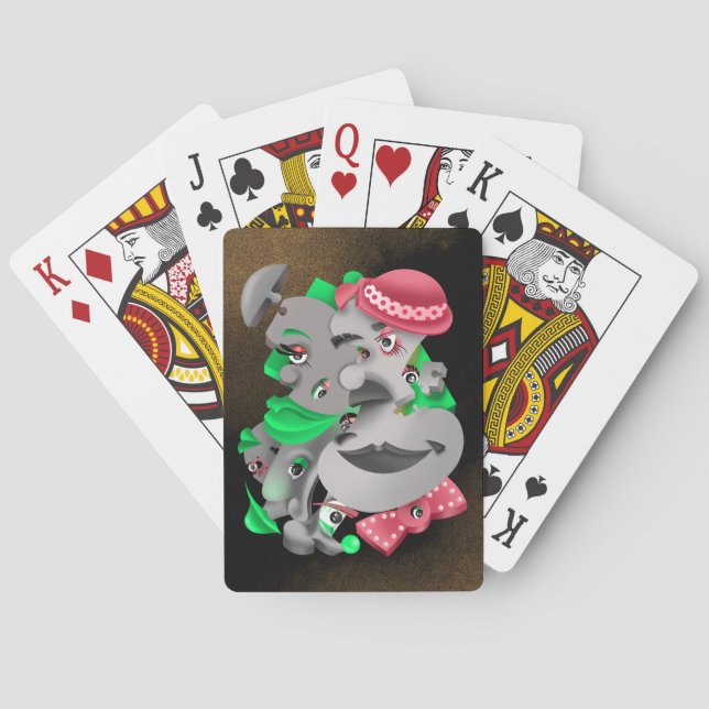 Surreal Puzzle Faces Playing Cards (Back)