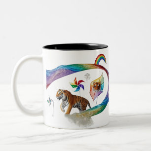 Surreal Rainbow Tiger Pinwheel Dynamic Two-Tone Coffee Mug