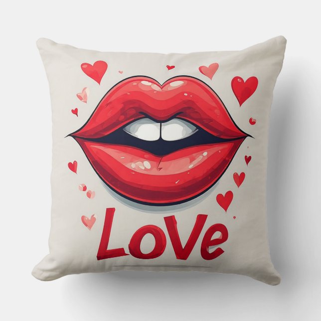 Surreal Red Lips with Love-Inspired Cushion (Front)