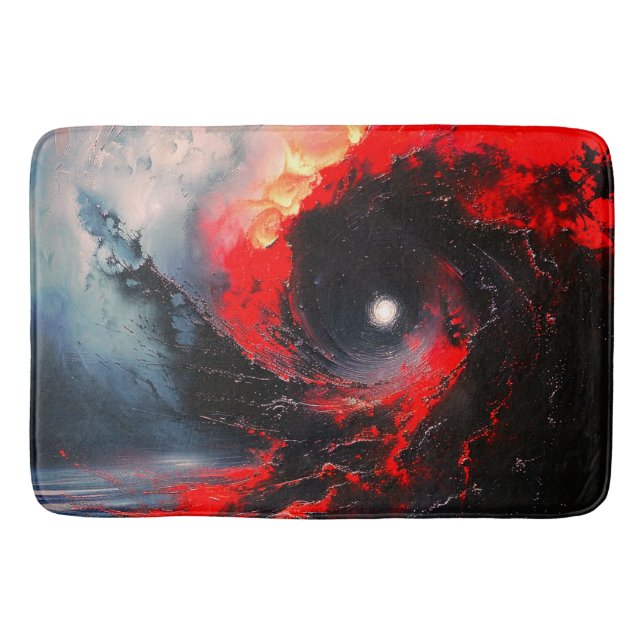 Surreal Red Storm Vortex Bath Mat (Front)