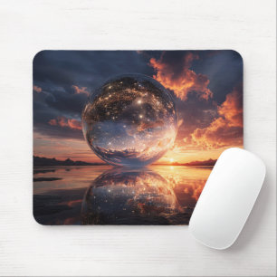 Surreal Reflective Sphere Containing Stars Mouse Pad